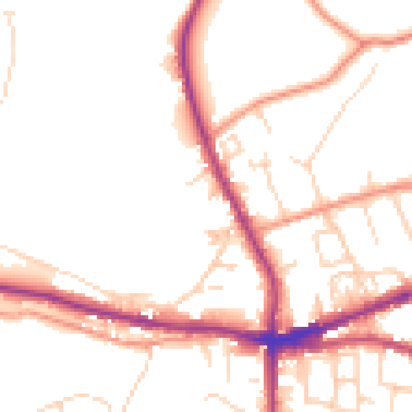Daytime road noise heatmap for HX3 8HU