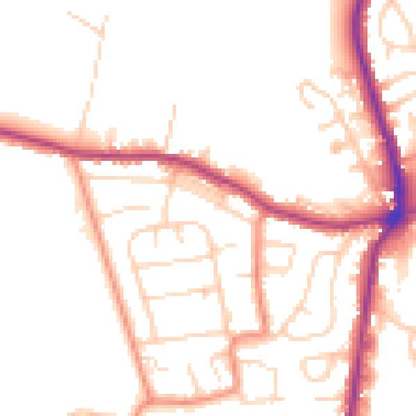 Daytime road noise heatmap for HX3 8UJ