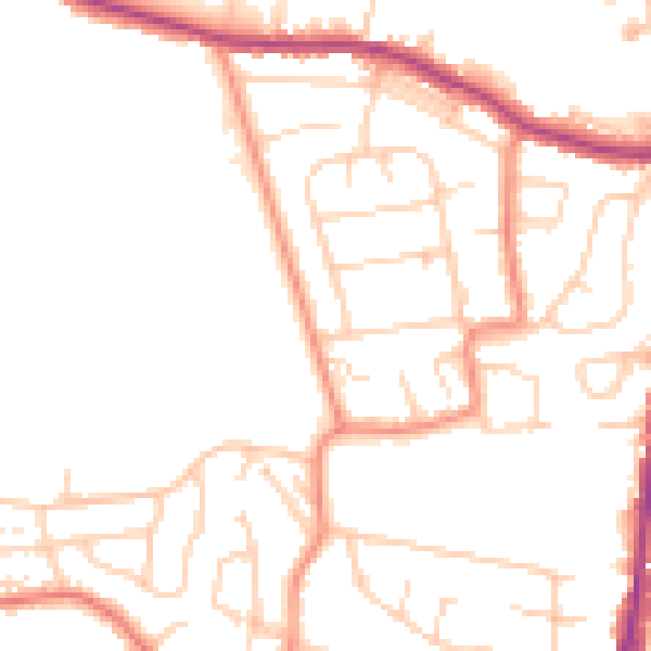 Daytime road noise heatmap for HX3 8XQ
