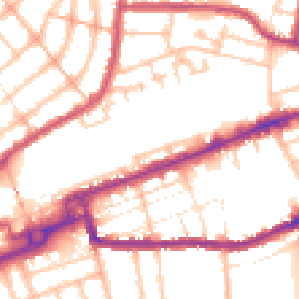 Daytime road noise heatmap for IG1 1TS