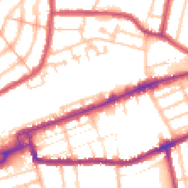 Daytime road noise heatmap for IG1 1TT
