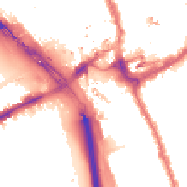 Night-time road noise heatmap for IG1 2BB