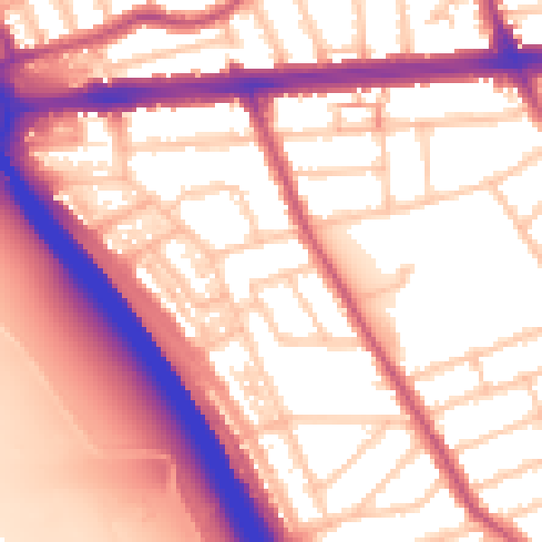 Daytime road noise heatmap for IG1 3NW
