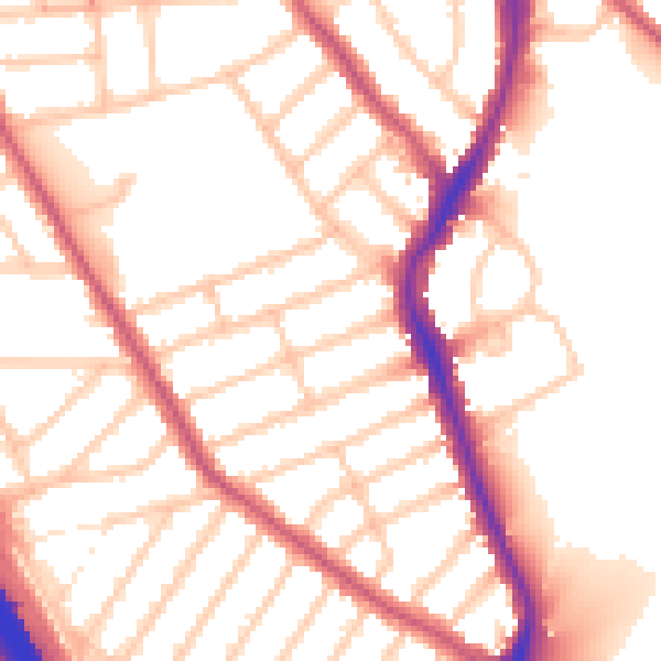 Daytime road noise heatmap for IG1 3NZ