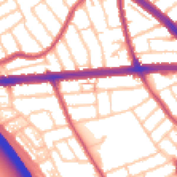 Daytime road noise heatmap for IG1 3QE