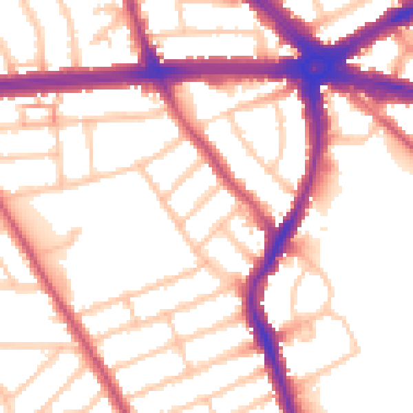 Daytime road noise heatmap for IG1 3QL