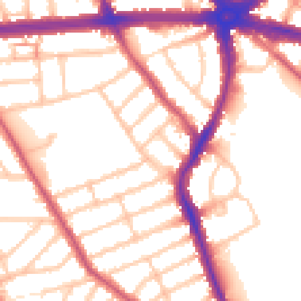 Daytime road noise heatmap for IG1 3QN