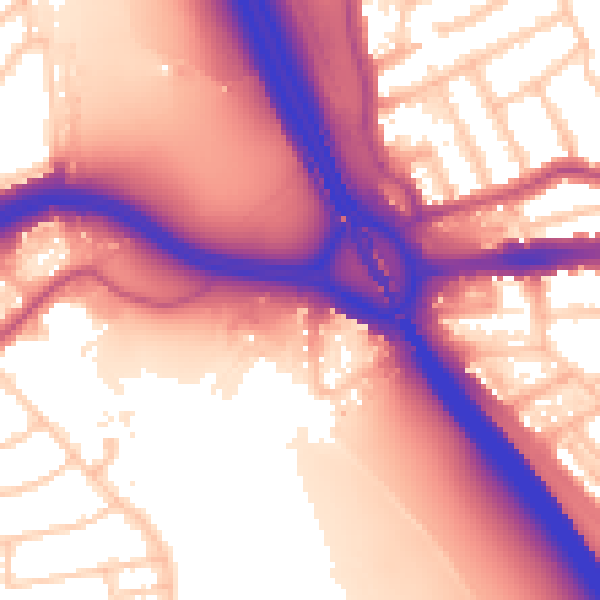 Daytime road noise heatmap for IG1 3SU