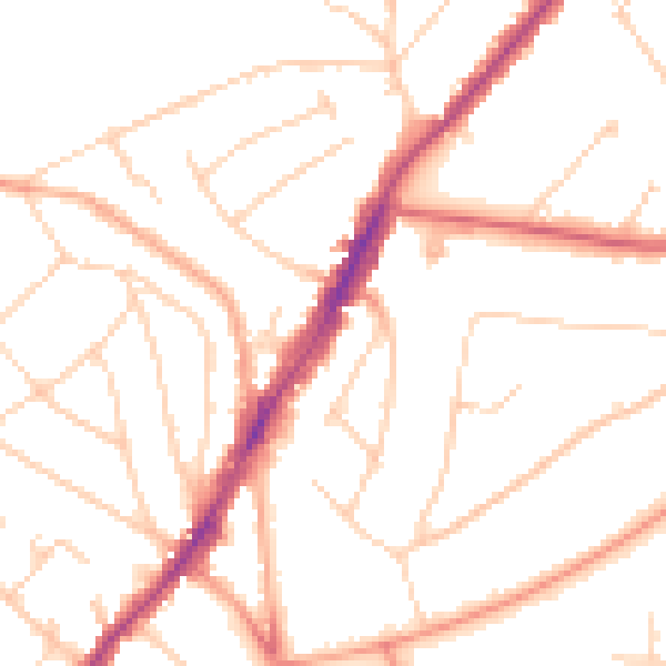 Daytime road noise heatmap for IG10 1AE