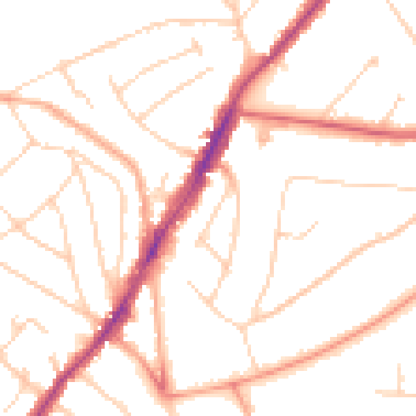 Daytime road noise heatmap for IG10 1AF