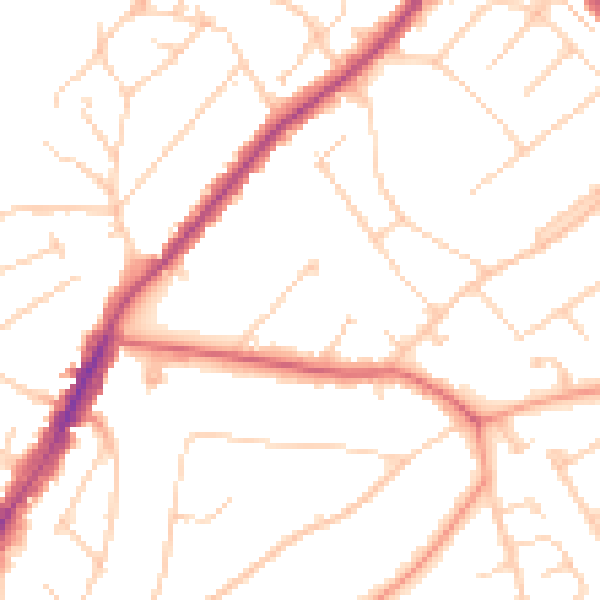 Daytime road noise heatmap for IG10 1AN