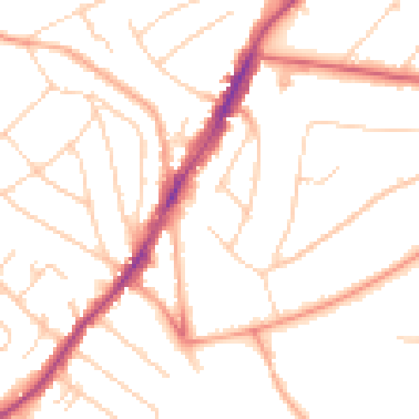 Daytime road noise heatmap for IG10 1BA