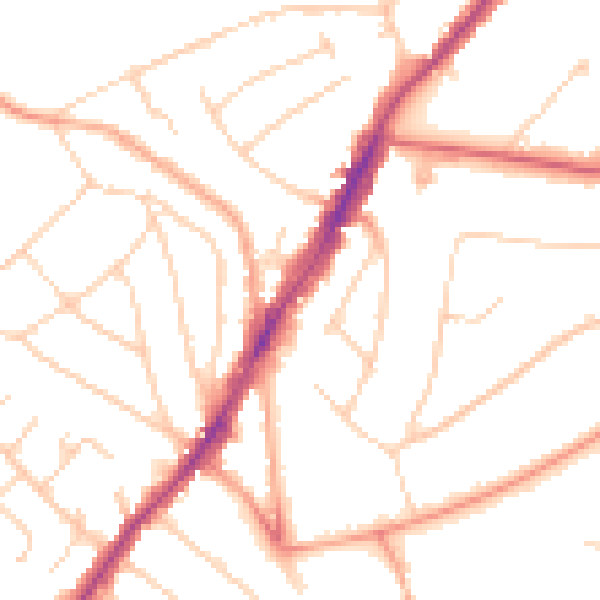 Daytime road noise heatmap for IG10 1BB