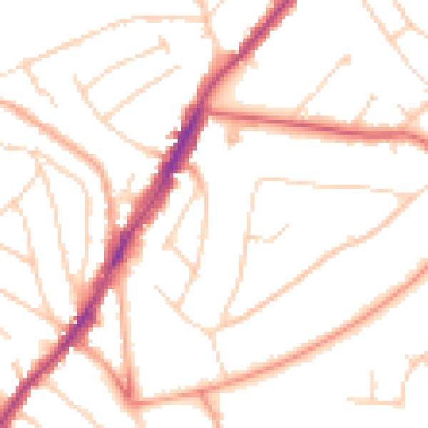 Daytime road noise heatmap for IG10 1BL