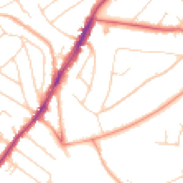 Daytime road noise heatmap for IG10 1BN