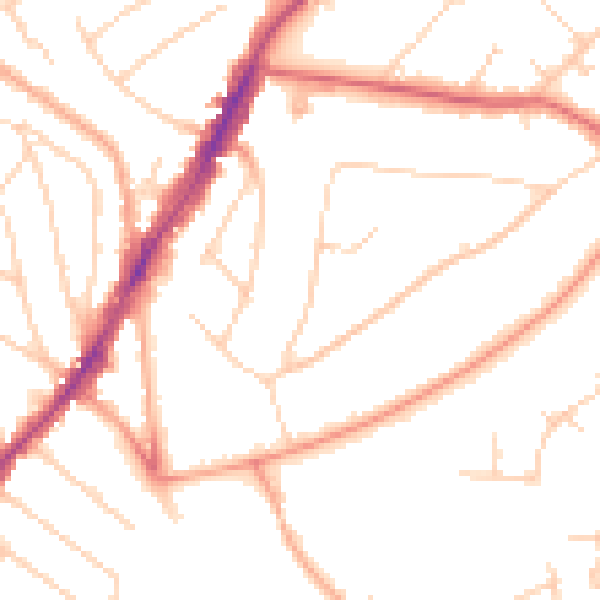 Daytime road noise heatmap for IG10 1BX