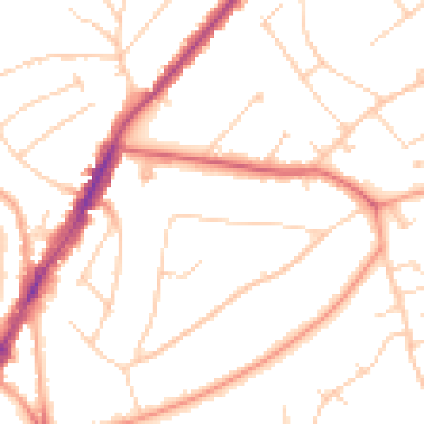 Daytime road noise heatmap for IG10 1BZ