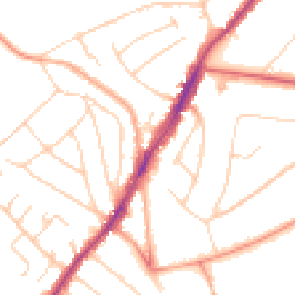 Daytime road noise heatmap for IG10 1DN