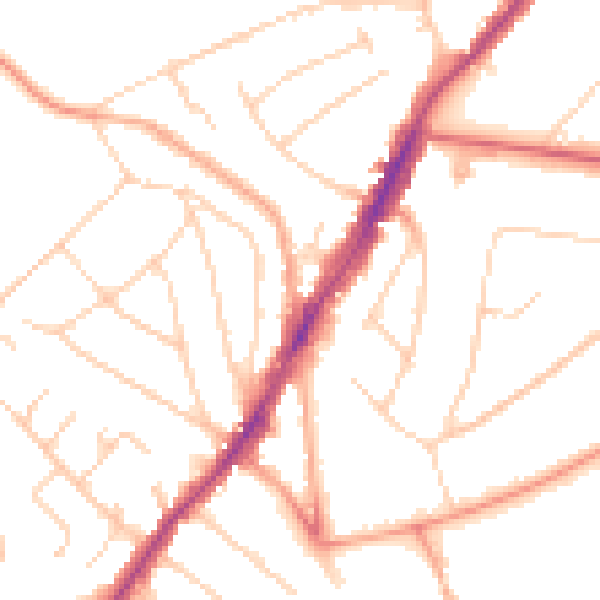 Daytime road noise heatmap for IG10 1DR