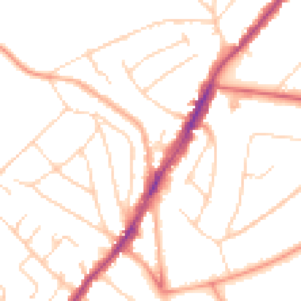 Daytime road noise heatmap for IG10 1EB
