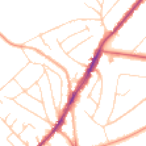 Daytime road noise heatmap for IG10 1ED
