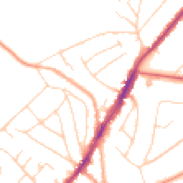 Daytime road noise heatmap for IG10 1EE