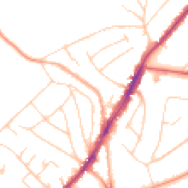 Daytime road noise heatmap for IG10 1EQ