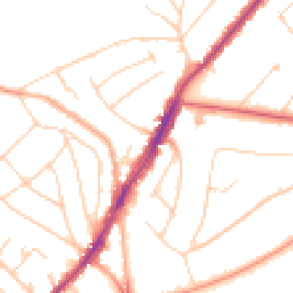Daytime road noise heatmap for IG10 1ET