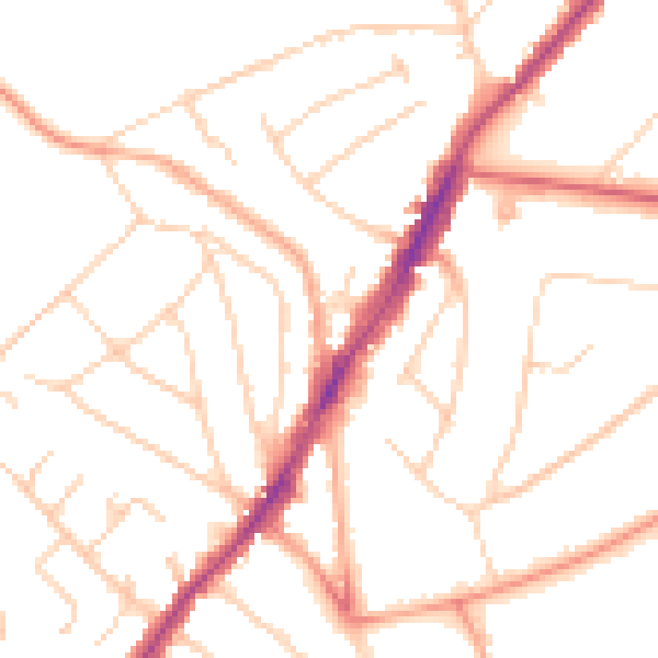 Daytime road noise heatmap for IG10 1FD