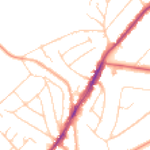 Daytime road noise heatmap for IG10 1HB