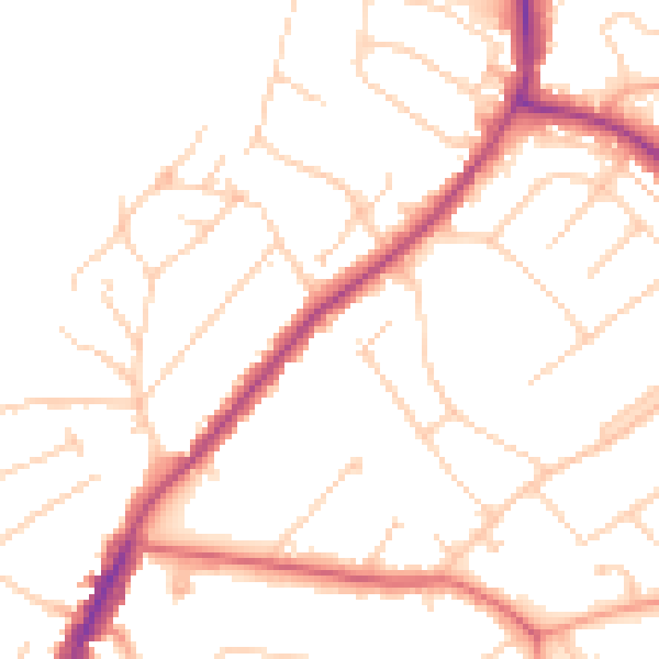 Daytime road noise heatmap for IG10 1QN
