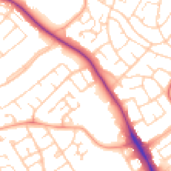 Daytime road noise heatmap for IG10 1TJ