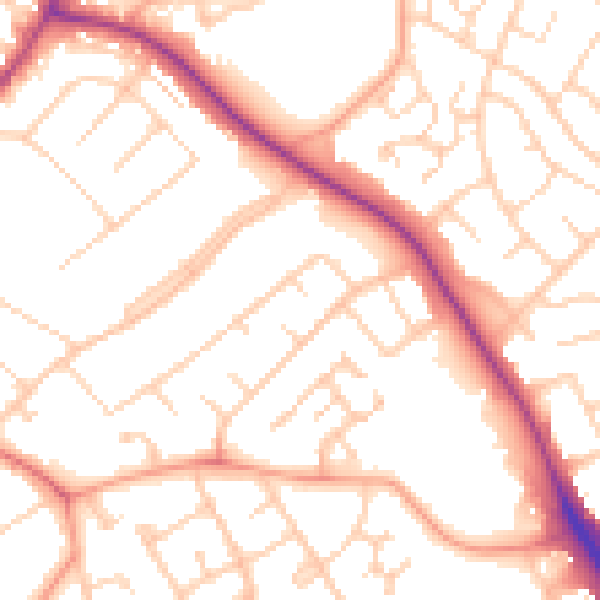 Daytime road noise heatmap for IG10 1TX