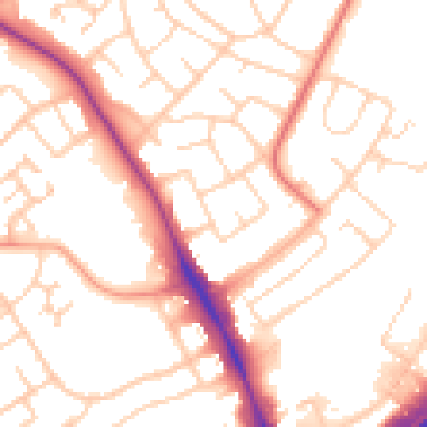 Daytime road noise heatmap for IG10 2AY