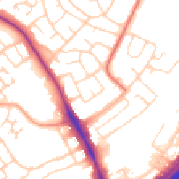 Daytime road noise heatmap for IG10 2AZ