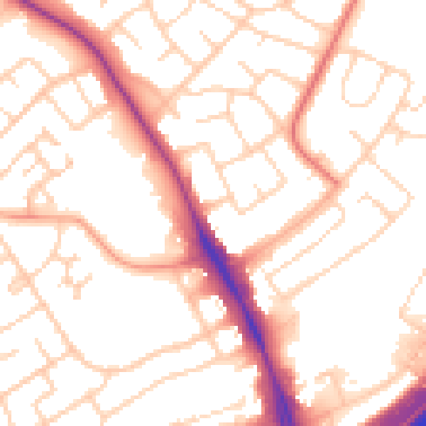 Daytime road noise heatmap for IG10 2BA
