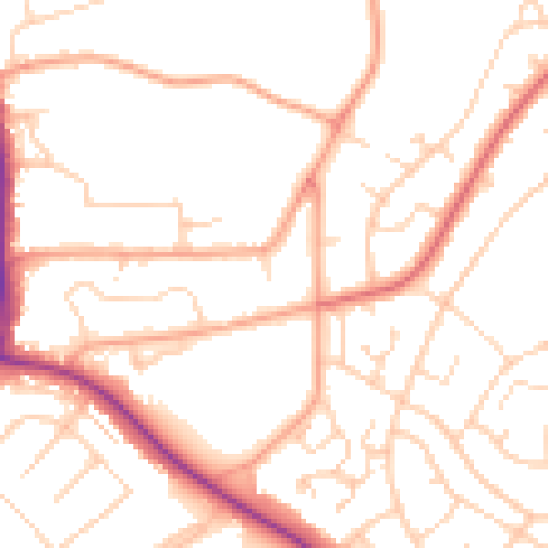 Daytime road noise heatmap for IG10 2NT