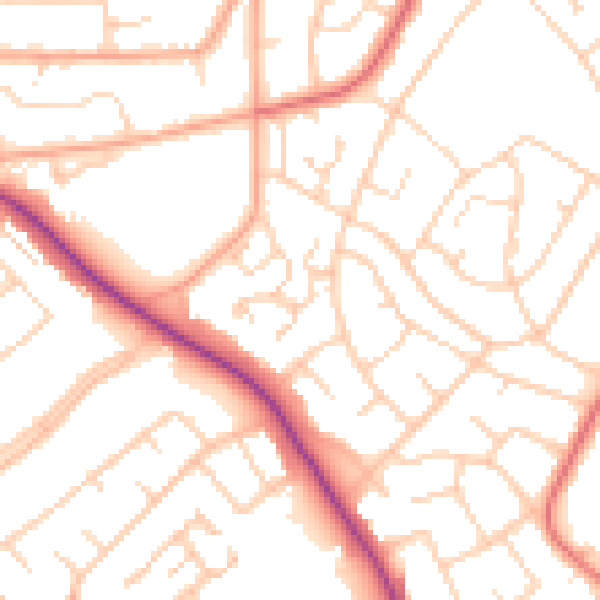 Daytime road noise heatmap for IG10 2PA