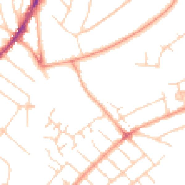 Daytime road noise heatmap for IG10 3ED