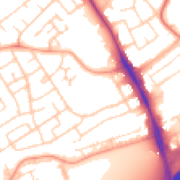 Daytime road noise heatmap for IG10 3QN