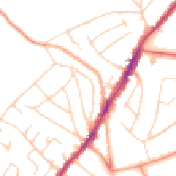 Daytime road noise heatmap for IG10 4BT