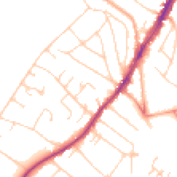 Daytime road noise heatmap for IG10 4ES