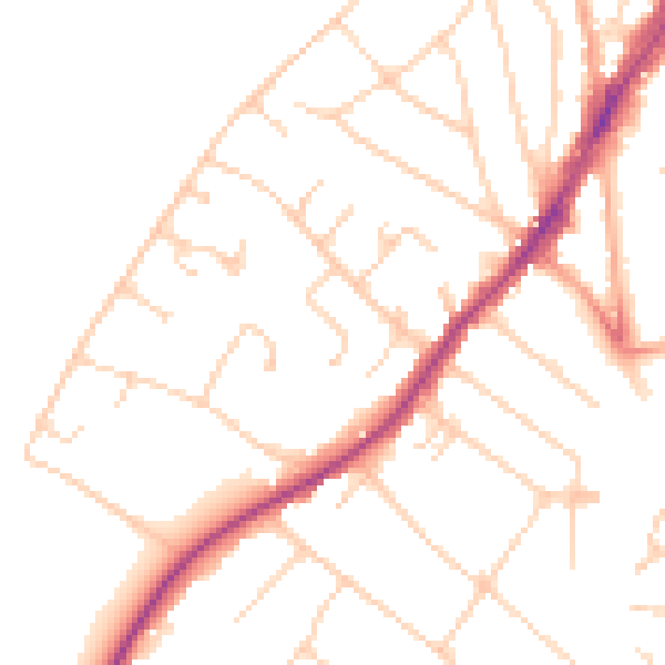 Daytime road noise heatmap for IG10 4ET
