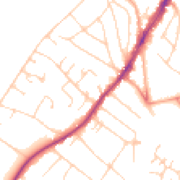 Daytime road noise heatmap for IG10 4EZ