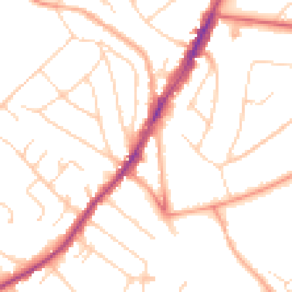 Daytime road noise heatmap for IG10 4LF