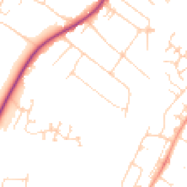 Daytime road noise heatmap for IG10 4QH