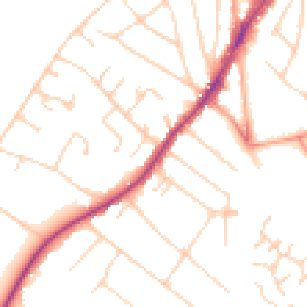 Daytime road noise heatmap for IG10 4QX