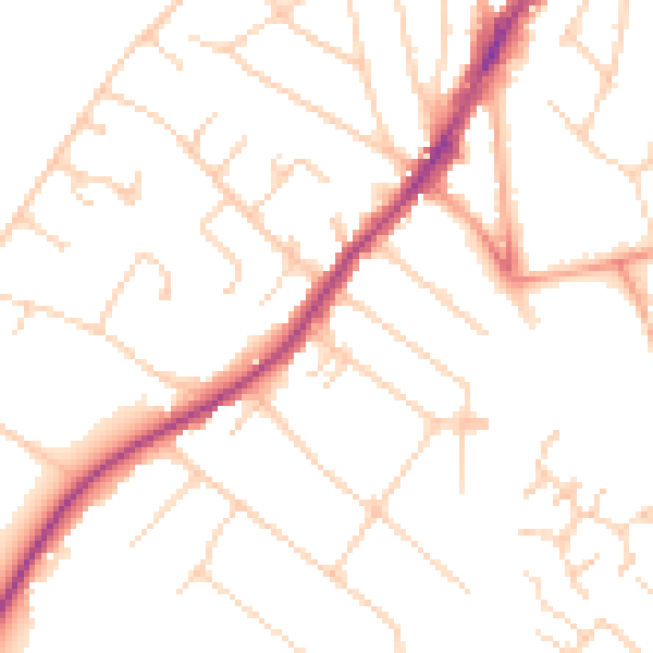 Daytime road noise heatmap for IG10 4RS