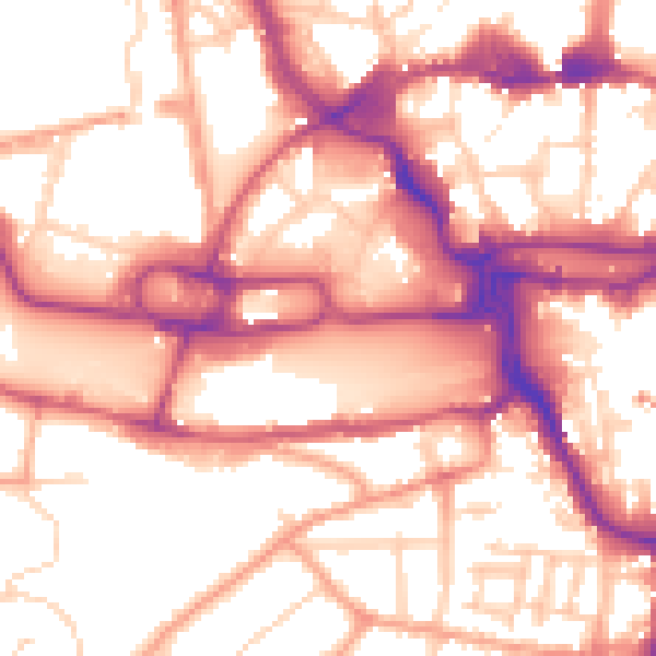 Daytime road noise heatmap for IP1 1AU