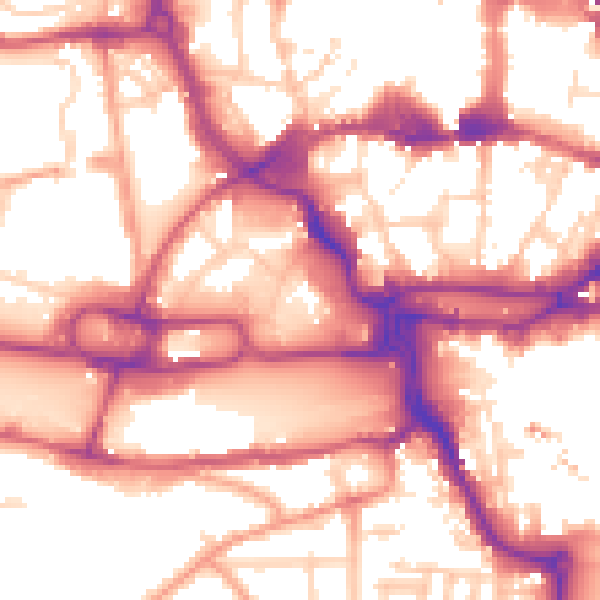 Daytime road noise heatmap for IP1 1AX